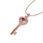 Bortwide "Brilliant Faith" Heart Key Sterling Silver Necklace