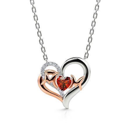 Bortwide "I Love You with All My Heart" Mom Heart Sterling Silver Necklace