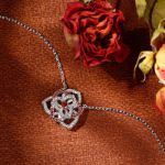 Bortwide "Love Never Die" Heart Petals Flower Sterling Silver Necklace