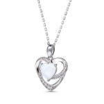 Bortwide "Sparkles Heart" Opal Sterling Silver Necklace