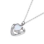 Bortwide "Sparkles Heart" Opal Sterling Silver Necklace