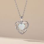 Bortwide "Sparkles Heart" Opal Sterling Silver Necklace