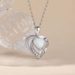 Bortwide "Sparkles Heart" Opal Sterling Silver Necklace