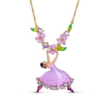Bortwide "Dream It Possible" Ballet Dancer with Flower Sterling Silver Necklace