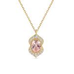 Bortwide "Serene Splendor" Oval Cut Synthetic Morganite Sterling Silver Necklace