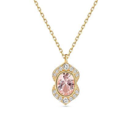 Bortwide "Serene Splendor" Oval Cut Synthetic Morganite Sterling Silver Necklace