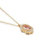 Bortwide "Serene Splendor" Oval Cut Synthetic Morganite Sterling Silver Necklace