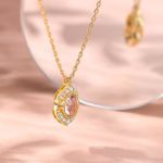 Bortwide "Serene Splendor" Oval Cut Synthetic Morganite Sterling Silver Necklace