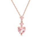 Bortwide "Enchanting Grace" Heart Cut Synthetic Morganite Sterling Silver Necklace