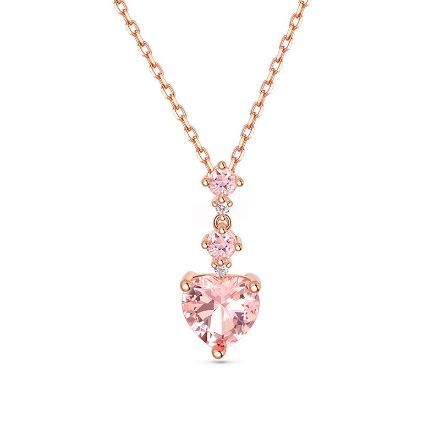 Bortwide "Enchanting Grace" Heart Cut Synthetic Morganite Sterling Silver Necklace