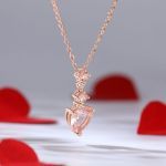 Bortwide "Enchanting Grace" Heart Cut Synthetic Morganite Sterling Silver Necklace