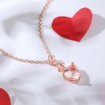 Bortwide "Enchanting Grace" Heart Cut Synthetic Morganite Sterling Silver Necklace