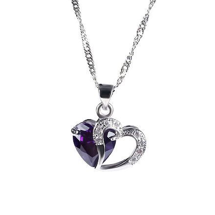 Bortwide Heart Cut Sterling Silver Pendant Necklace