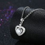 Bortwide Heart Halo Sterling Silver Necklace