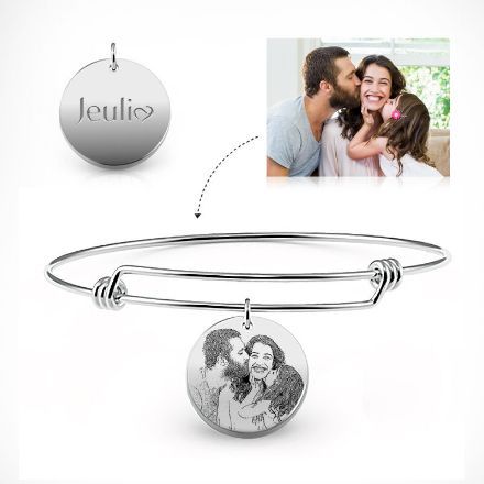 Bortwide Personalized Laser Engraved Photo Bangle