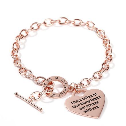 Bortwide Heart Personalized Sterling Silver Bracelet