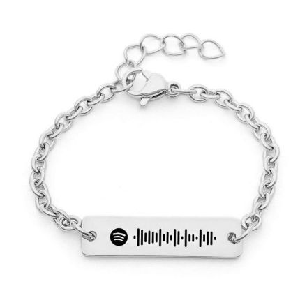 Bortwide Initial Scannable Spotify Code Stainless Steel Bracelet