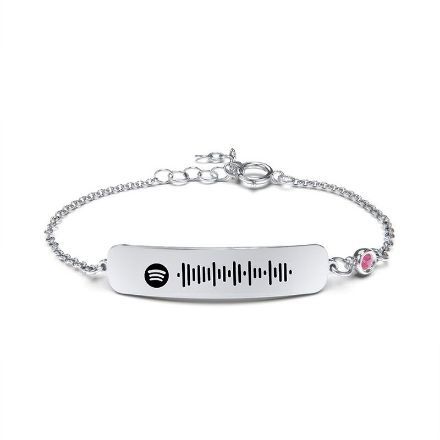 Bortwide Scannable Spotify Code Stainless Steel Bracelet With Birthstone