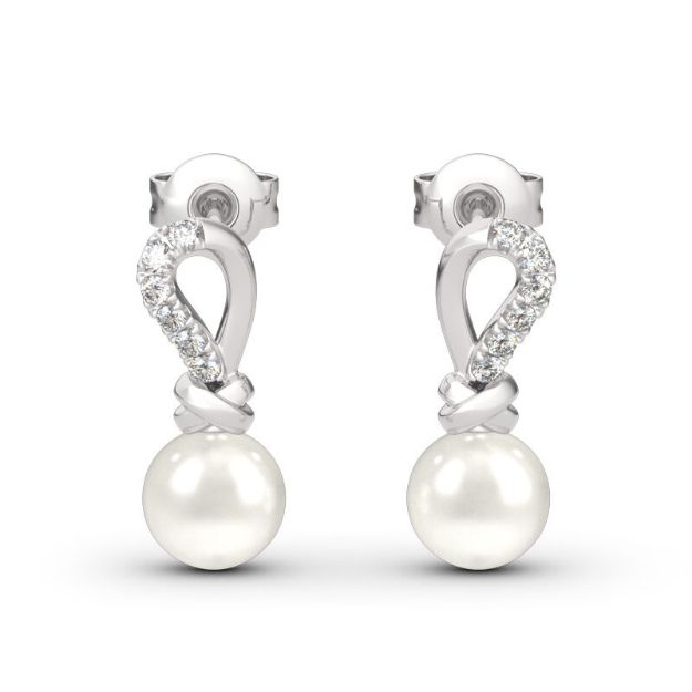 Bortwide Knot Cultured Pearl Sterling Silver Earrings