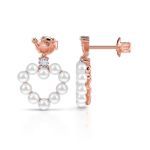 Bortwide "Crown on Heart" Cultured Pearl Sterling Silver Earrings