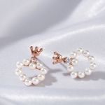 Bortwide "Crown on Heart" Cultured Pearl Sterling Silver Earrings