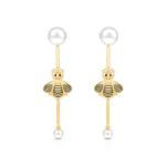 Bortwide "Queen Bee" Cultured Pearl Bee Sterling Silver Earrings