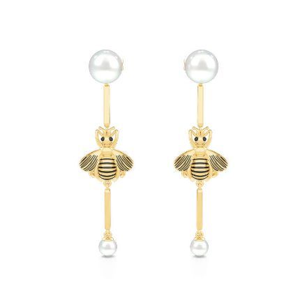 Bortwide "Queen Bee" Cultured Pearl Bee Sterling Silver Earrings