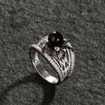 Bortwide "Black Widow" Gothic Cultured Black Pearl Spider Sterling Silver Band