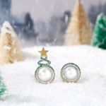 Bortwide "Christmas Tree" Cultured Pearl Sterling Silver Asymmetrical Earrings