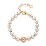 Bortwide "Enchanted Luster" Golden Tone Pearl Bracelet