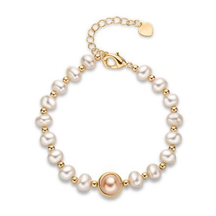 Bortwide "Enchanted Luster" Golden Tone Pearl Bracelet