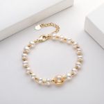 Bortwide "Enchanted Luster" Golden Tone Pearl Bracelet