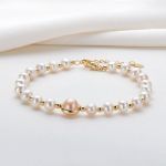 Bortwide "Enchanted Luster" Golden Tone Pearl Bracelet