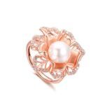 Bortwide Floral Design Pearl Sterling Silver Adjustable Ring