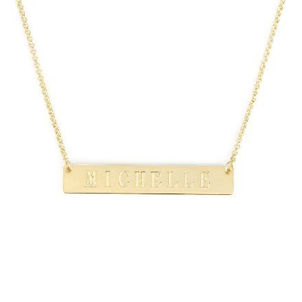 Bortwide Classic Engraved Bar Necklace Sterling Silver