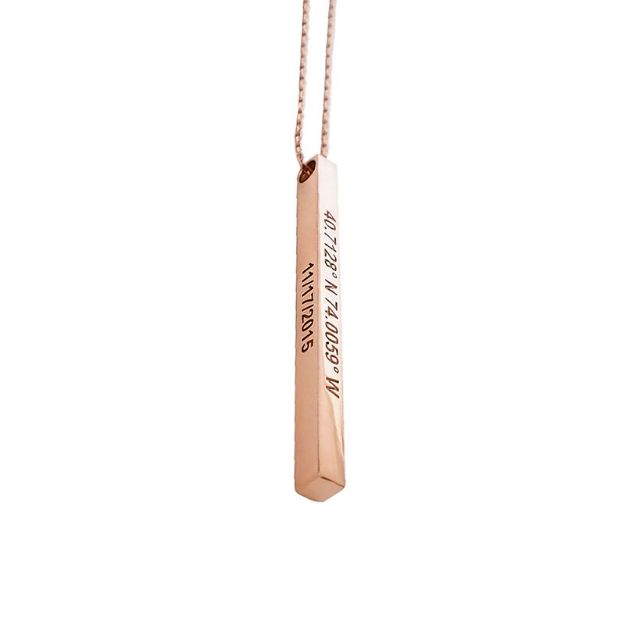 Bortwide Personalized Vertical Bar Sterling Silver Necklace