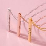 Bortwide Personalized Vertical Bar Sterling Silver Necklace