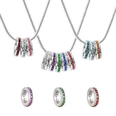 Bortwide Stackable Birthstone Eternity Charm Necklace Sterling Silver