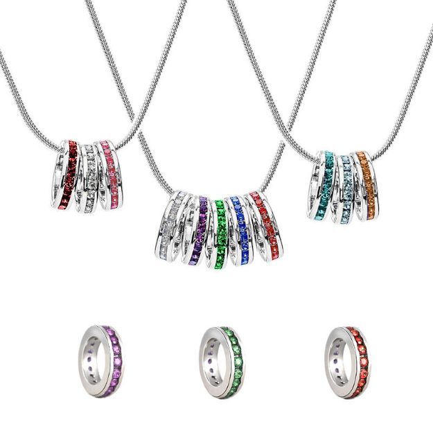 Bortwide Stackable Birthstone Eternity Charm Necklace Sterling Silver