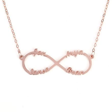 Bortwide Four Name Infinity Necklace Sterling Silver