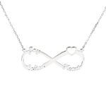 Bortwide Heart Shape Three Name Infinity Necklace Sterling Silver