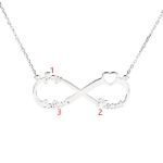 Bortwide Heart Shape Three Name Infinity Necklace Sterling Silver