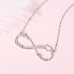 Bortwide Heart Shape Three Name Infinity Necklace Sterling Silver