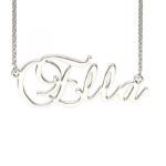 Bortwide Silver Brockscript Style Name Necklace