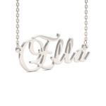 Bortwide Silver Brockscript Style Name Necklace