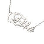 Bortwide Silver Brockscript Style Name Necklace