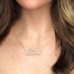 Bortwide Silver Brockscript Style Name Necklace