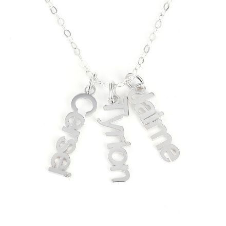 Bortwide Vertical Name Necklace Sterling Silver