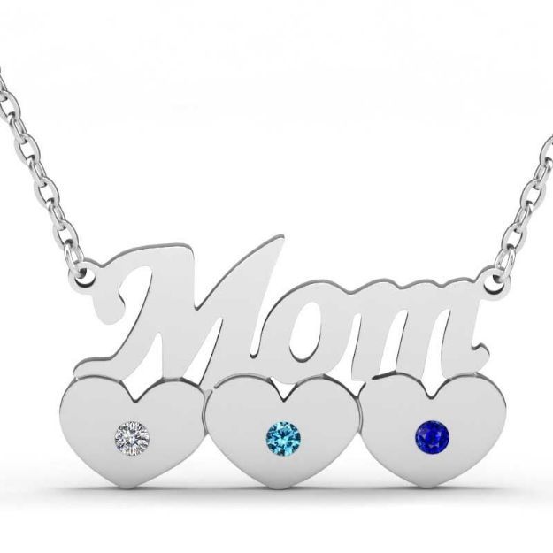 Bortwide Mom with Birthstones Sterling Silver Necklace