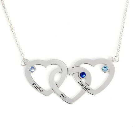 Bortwide Interlocking Heart Sterling Silver  Personalized Necklace